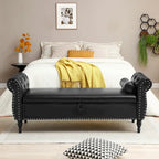 63 PU Upholstered End of Bed Bench with Flip Top Storage and Nailhead Trim