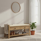 Banc de rangement d'entrée, étagère à chaussures avec siège rembourré et tiroirs