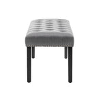 Banc d'appoint rembourré en tissu avec pieds en bois d'hévéa