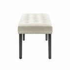 Banc d'appoint rembourré en tissu avec pieds en bois d'hévéa