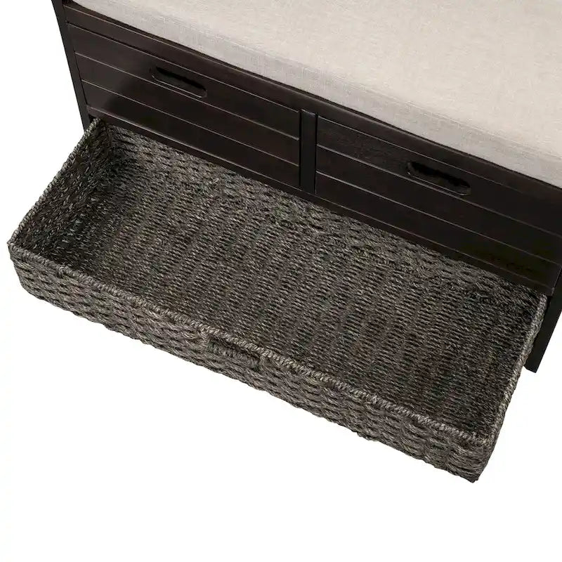 Banc de rangement avec panier amovible et 2 tiroirs