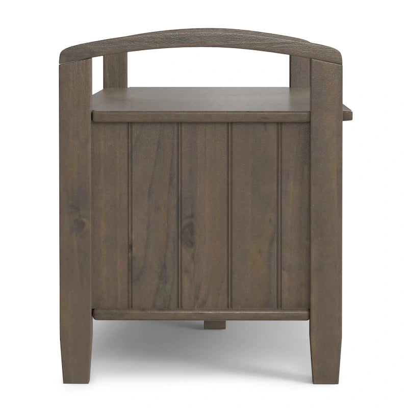 Banc de rangement d'entrée de style transitoire en BOIS MASSIF de 112 cm de large, couleur brun fumé - 46P x 112L x 56H
