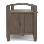 Banc de rangement d'entrée de style transitoire en BOIS MASSIF de 112 cm de large, couleur brun fumé - 46P x 112L x 56H