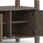 Banc de rangement d'entrée de style transitoire en BOIS MASSIF de 112 cm de large, couleur brun fumé - 46P x 112L x 56H