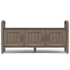 Banc de rangement d'entrée de style transitoire en BOIS MASSIF de 112 cm de large, couleur brun fumé - 46P x 112L x 56H