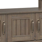 Banc de rangement d'entrée de style transitoire en BOIS MASSIF de 112 cm de large, couleur brun fumé - 46P x 112L x 56H