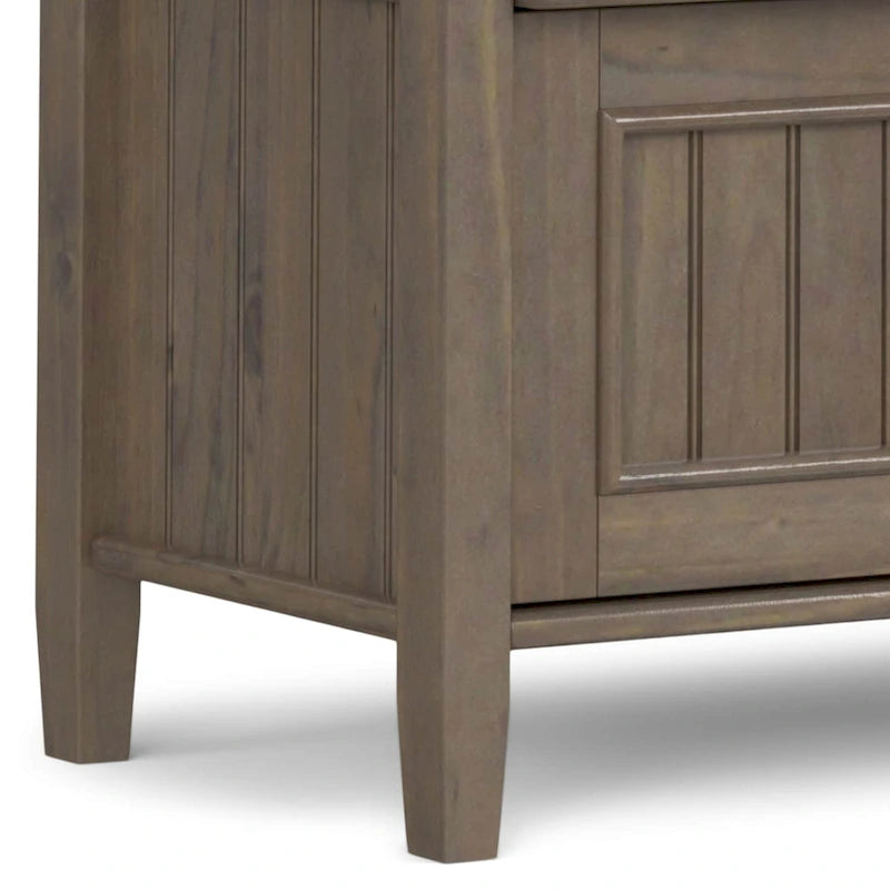 Banc de rangement d'entrée de style transitoire en BOIS MASSIF de 112 cm de large, couleur brun fumé - 46P x 112L x 56H