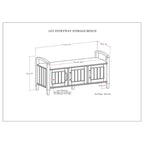 Banc de rangement d'entrée de style transitoire en BOIS MASSIF de 112 cm de large, couleur brun fumé - 46P x 112L x 56H