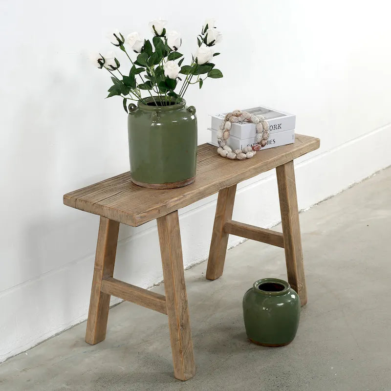 Banc en orme de 35 de long sur 10 de large, bois naturel - 8' x 11'