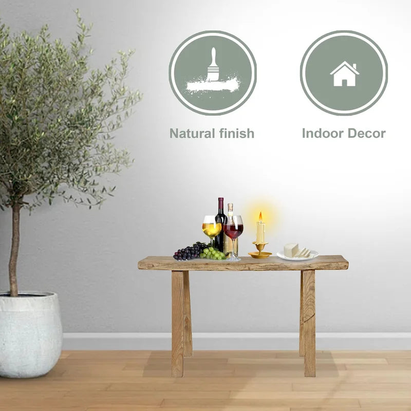 Banc en orme de 35 de long sur 10 de large, bois naturel - 8' x 11'