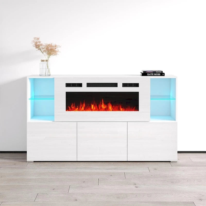 Bahut de cheminée électrique moderne de 63 pouces