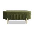 Banc de rangement capitonné ovale en velours « Modern Glam Performance »