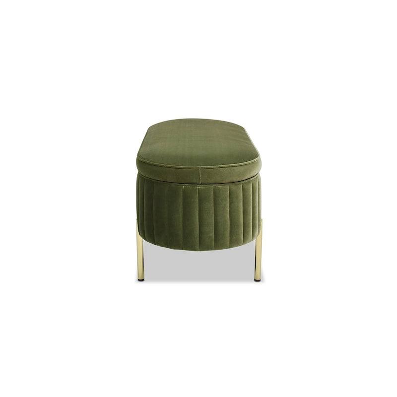 Banc de rangement capitonné ovale en velours « Modern Glam Performance »