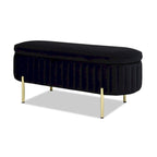 Banc de rangement capitonné ovale en velours « Modern Glam Performance »