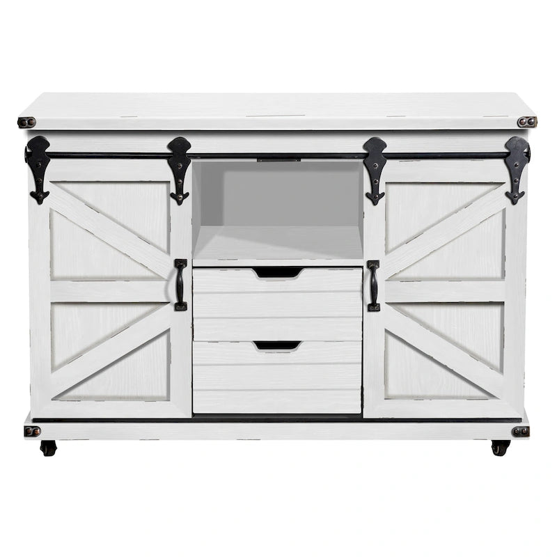 StyleCraft Presley 2 Door Cabinet with Open Center in Distressed White
