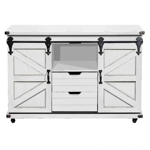 StyleCraft Presley 2 Door Cabinet with Open Center in Distressed White