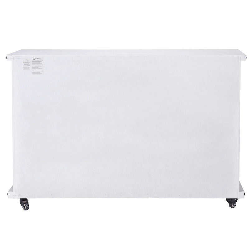 Meuble de rangement 2 portes avec centre ouvert, blanc vieilli