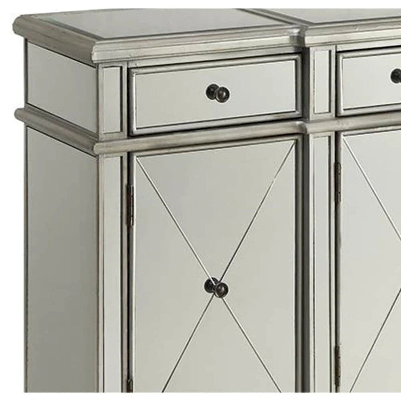 Meuble à vins miroir argenté