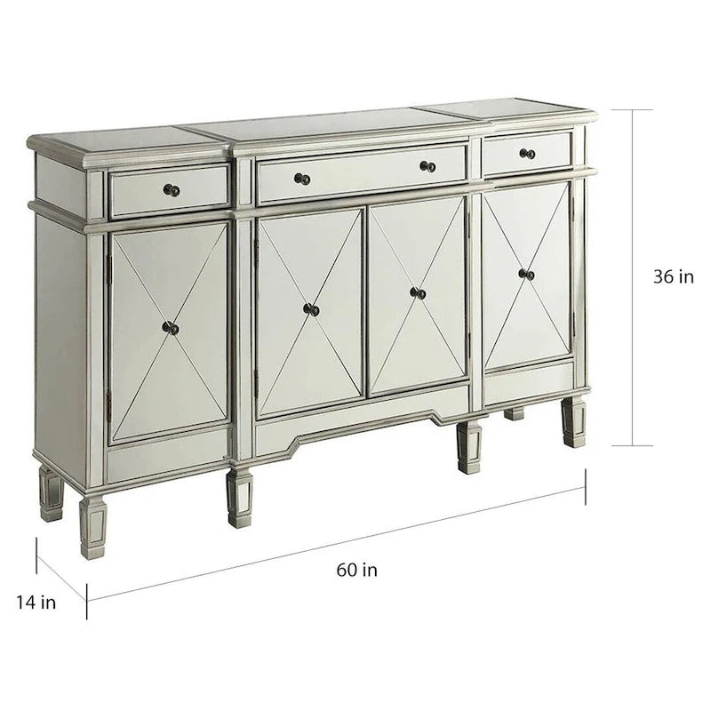 Meuble à vins miroir argenté