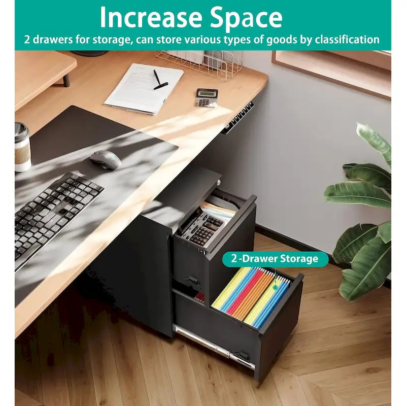 Classeur mobile à 2 tiroirs, tiroirs de rangement sous le bureau, classeurs