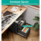 Classeur mobile à 2 tiroirs, tiroirs de rangement sous le bureau, classeurs