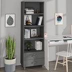 Bibliothèque avec armoire de rangement en pin massif pour entrée - 23,6x13,8x70,9
