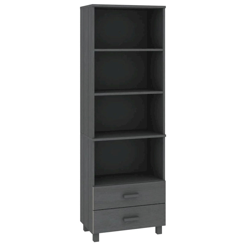 Bibliothèque avec armoire de rangement en pin massif pour entrée - 23,6x13,8x70,9