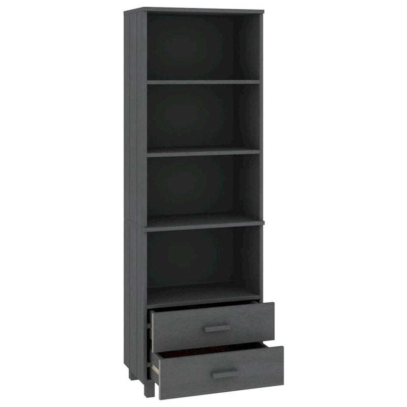 Bibliothèque avec armoire de rangement en pin massif pour entrée - 23,6x13,8x70,9