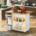 Îlot de cuisine avec abattant, Desserte de cuisine à roulettes avec éclairage LED