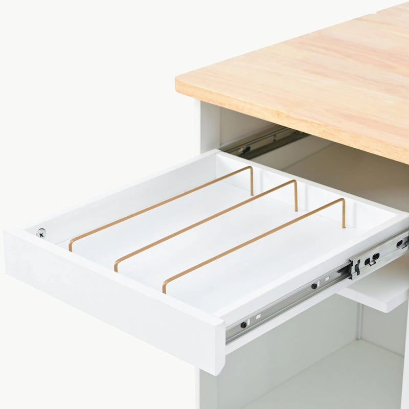 Îlot de cuisine avec abattant, Desserte de cuisine à roulettes avec éclairage LED
