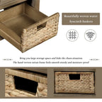 Banc à chaussures de rangement rustique avec 3 tiroirs et 3 paniers en rotin