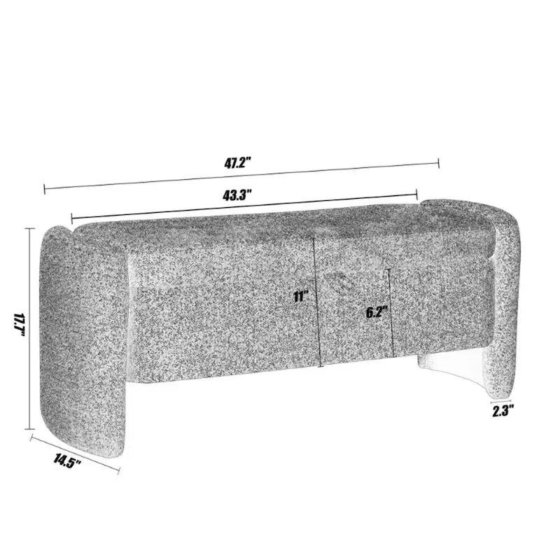 Banc de rangement ottoman ovale en tissu chenille avec grand espace de rangement