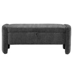 Banc de rangement ottoman ovale en tissu chenille avec grand espace de rangement