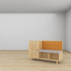 Ensemble de rangement fonctionnel pour couloir avec banc à coussin pied-de-poule