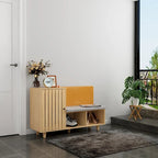 Ensemble de rangement fonctionnel pour couloir avec banc à coussin pied-de-poule
