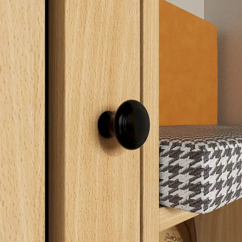 Ensemble de rangement fonctionnel pour couloir avec banc à coussin pied-de-poule