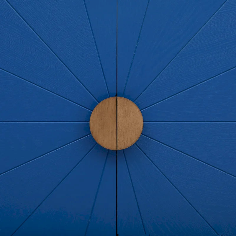 Caractéristiques uniques du meuble en placage de frêne avec portes de placard à motif de lignes rayonnantes, adapté aux salons et aux couloirs