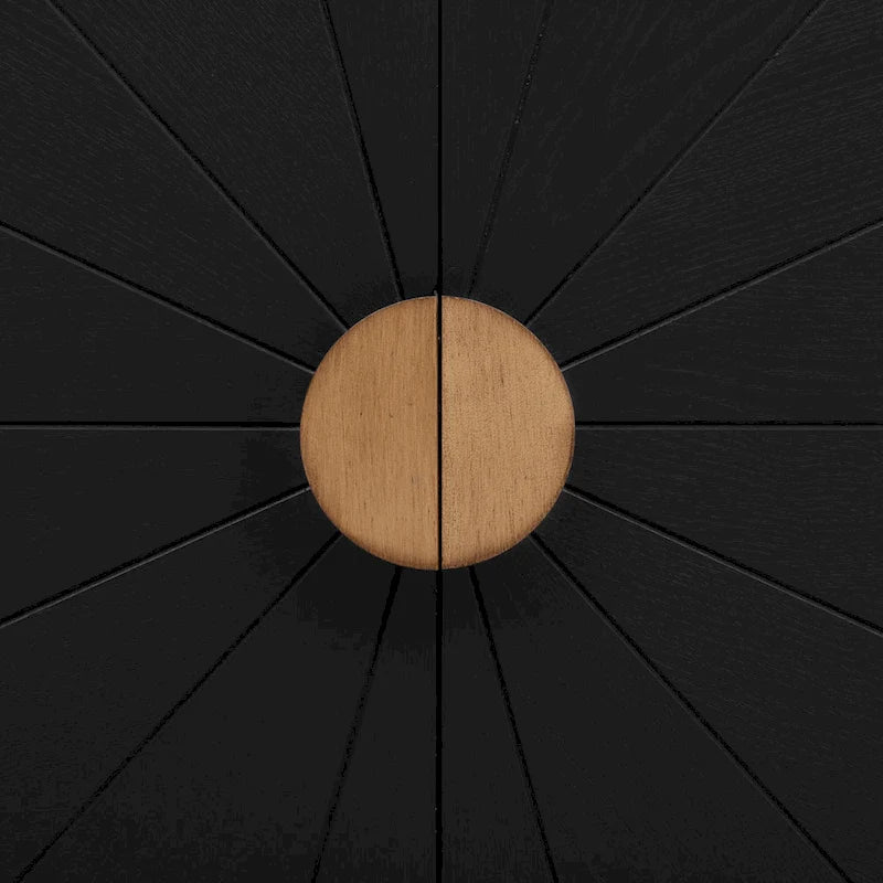 Caractéristiques uniques du meuble en placage de frêne avec portes de placard à motif de lignes rayonnantes, adapté aux salons et aux couloirs