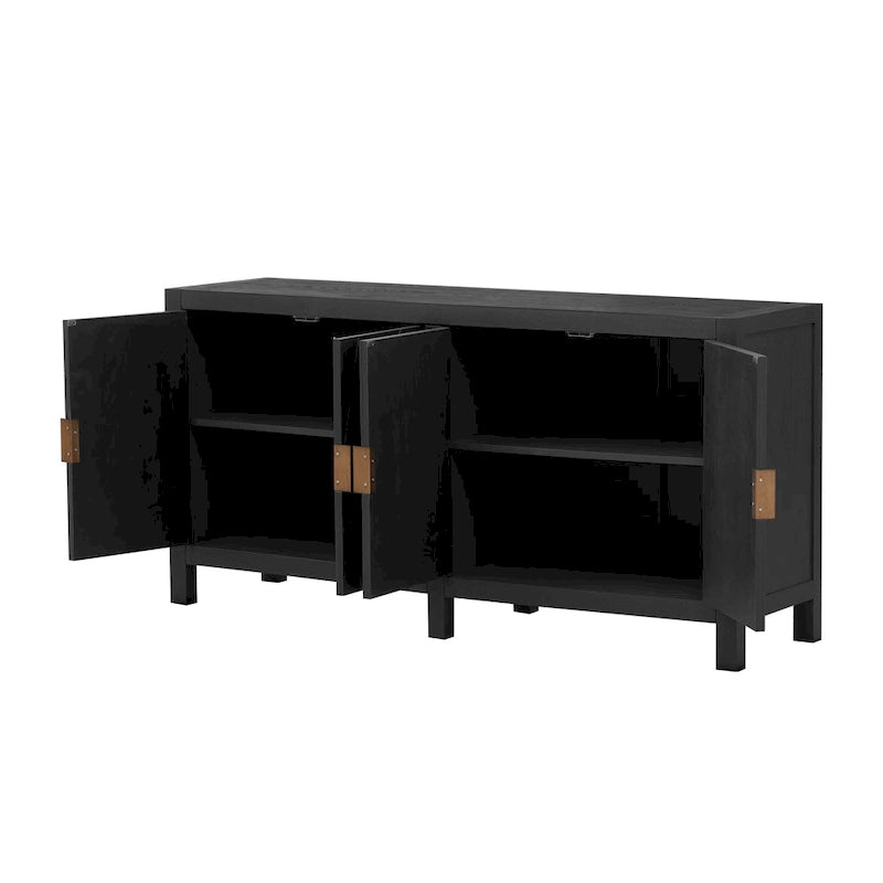 Caractéristiques uniques du meuble en placage de frêne avec portes de placard à motif de lignes rayonnantes, adapté aux salons et aux couloirs