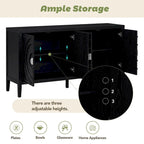 Porte de buffet rétro avec rainures circulaires et poignée de porte ronde en métal