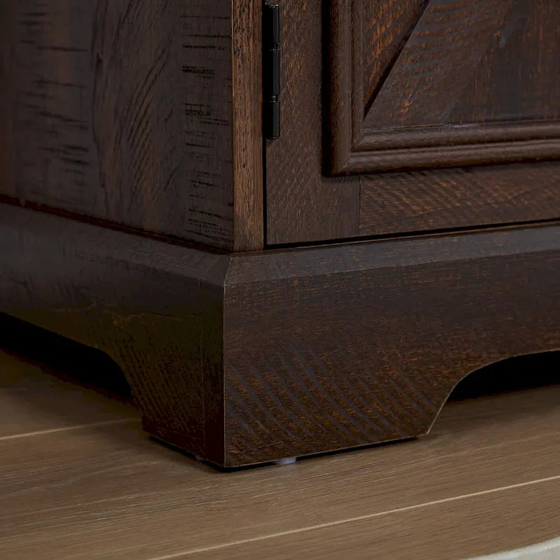 Bahut de buffet de ferme avec rangement, commode avec 2 tiroirs, meuble bar à vin avec étagères de rangement et casiers à vin amovibles