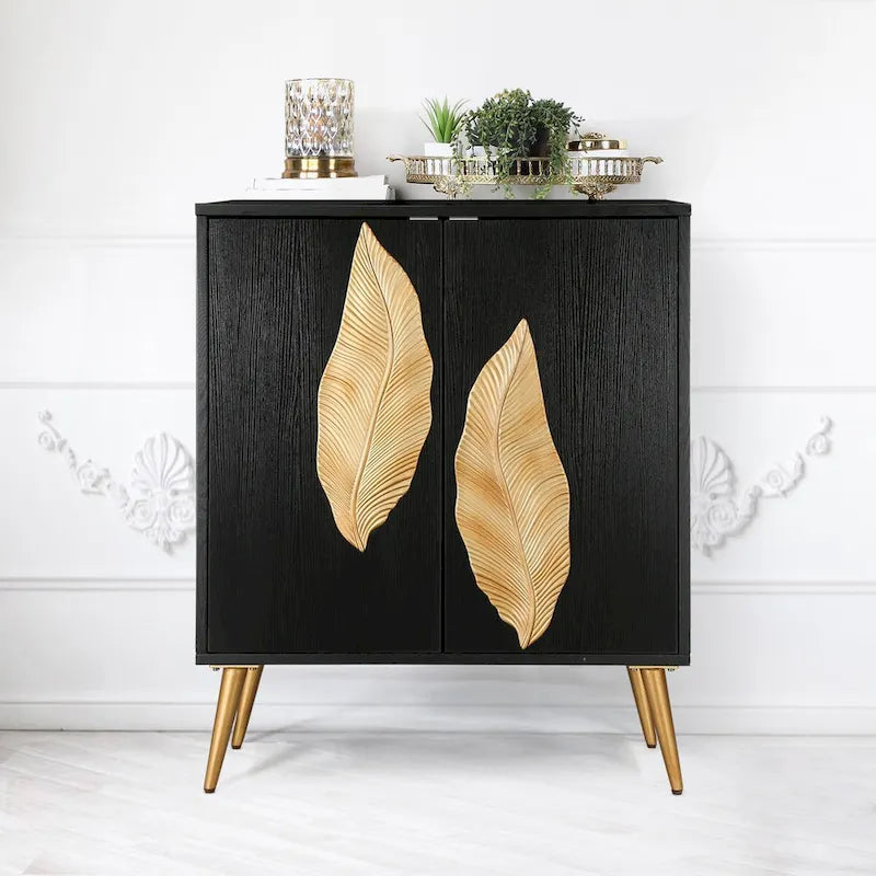 Buffet 2 portes vintage style placard d'appoint, meuble de rangement doré antique pour salon/salle à manger - L39,37 x P80,01 x H93,98 cm