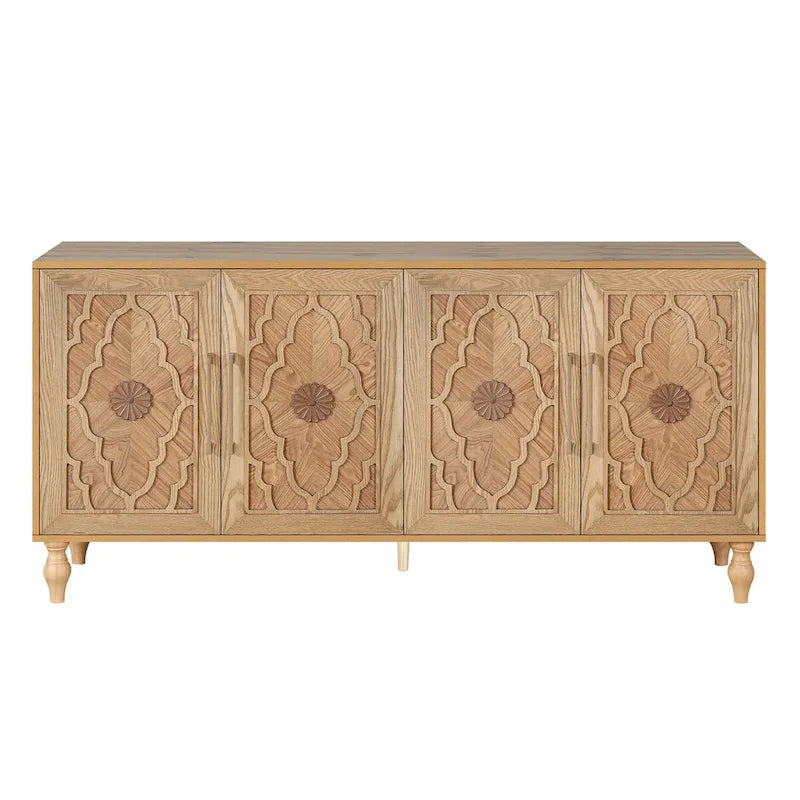 Grand meuble de rangement avec porte à fleurs sculptées