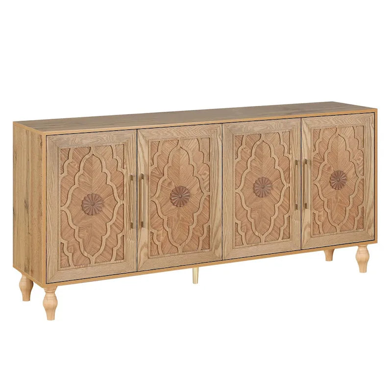 Grand meuble de rangement avec porte à fleurs sculptées