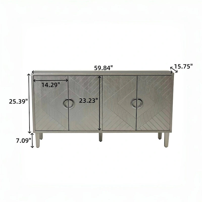 Meuble de rangement 4 portes élégant et fonctionnel avec pieds en pin