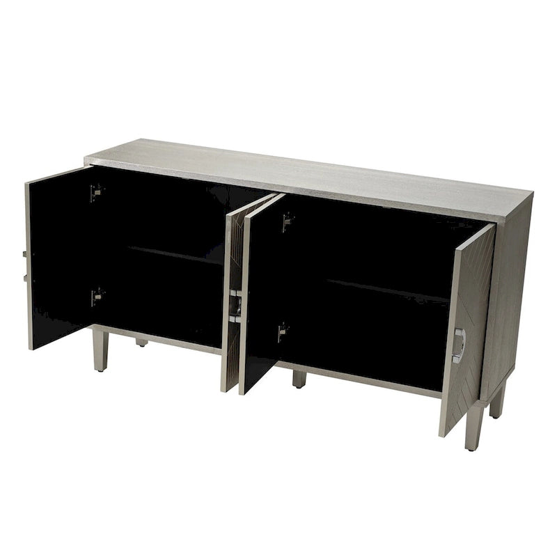 Meuble de rangement 4 portes élégant et fonctionnel avec pieds en pin