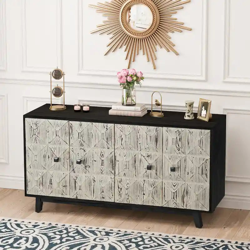 59.84 4 Doors Vintage Sideboard ,Freestanding Sideboard Storage Cabinet