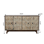 Bahut Vintage à 4 Portes de 152 cm, Meuble de Rangement Autonome