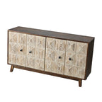 Bahut Vintage à 4 Portes de 152 cm, Meuble de Rangement Autonome