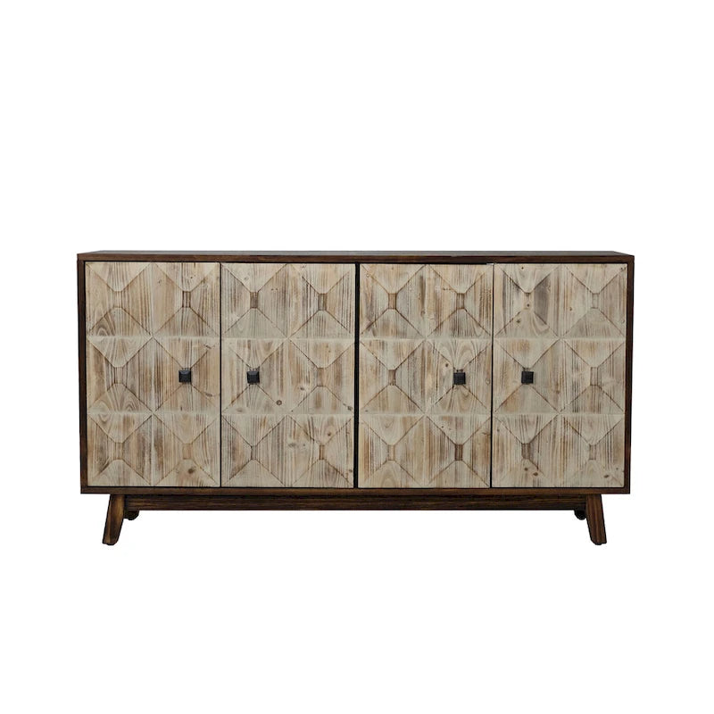 Bahut Vintage à 4 Portes de 152 cm, Meuble de Rangement Autonome